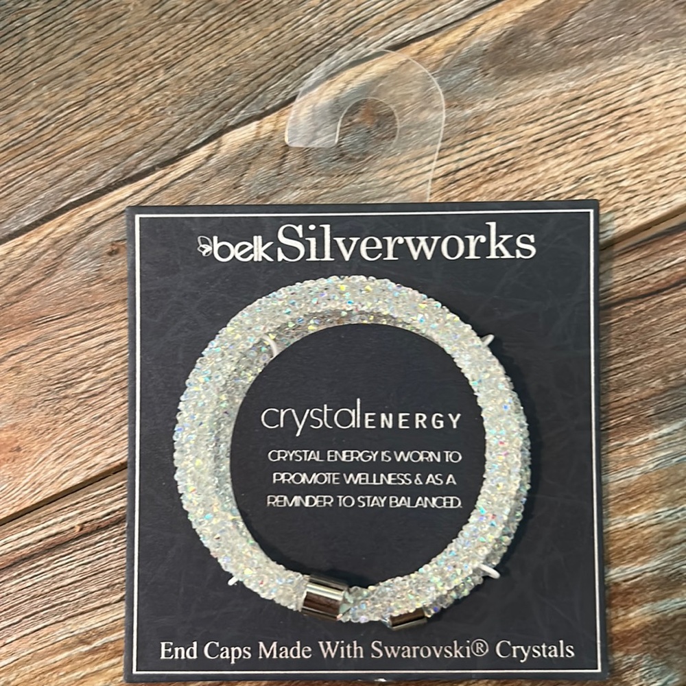 Belk Silverworks crystal energy memory coil bracelet, Swarovski crystals NWT